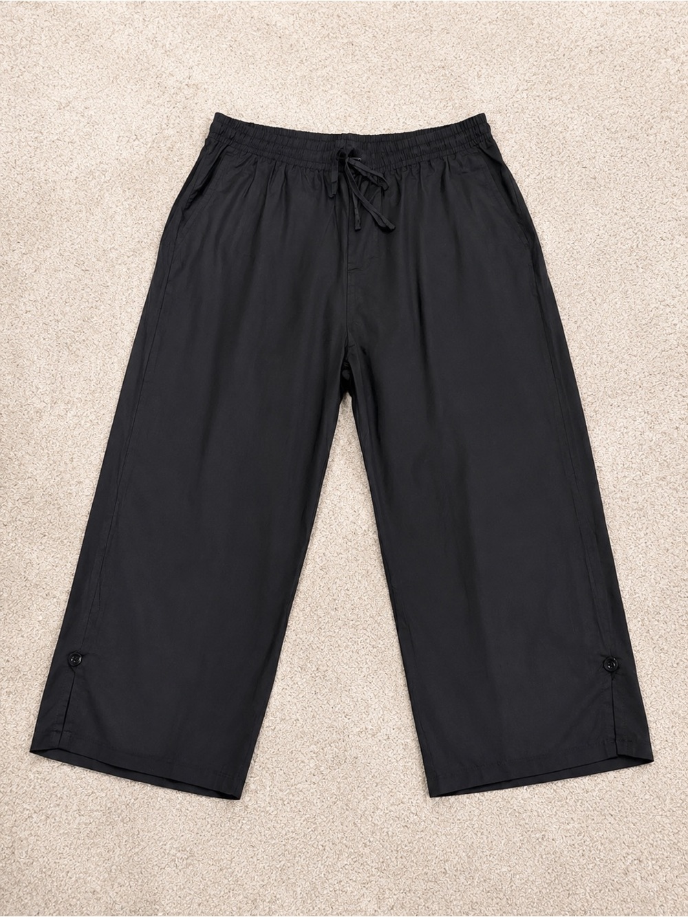 Women’s  Black Drawstring Wide-Leg Pants